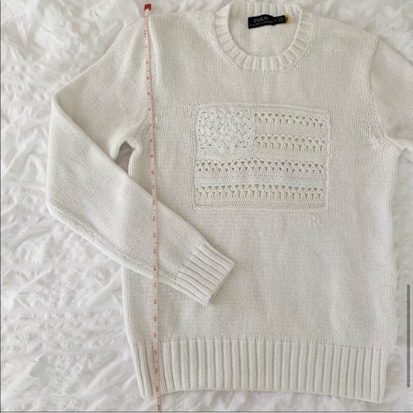 New Ralph Lauren American Flag White Sweater - Picture 10 of 13